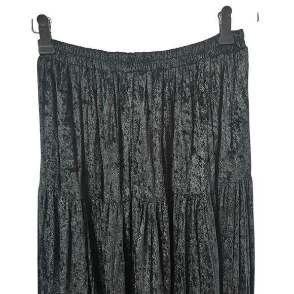 VTG Cactus Flower Black Velvet Maxi Skirt Tiered ONE SIZE Whimsigoth Western - Picture 2 of 6